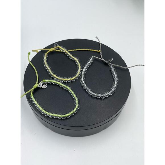 4ocean Recycled Bali Beaded Adjustable Yellow Blue Gray Bracelet set of three - Picture 9 of 9